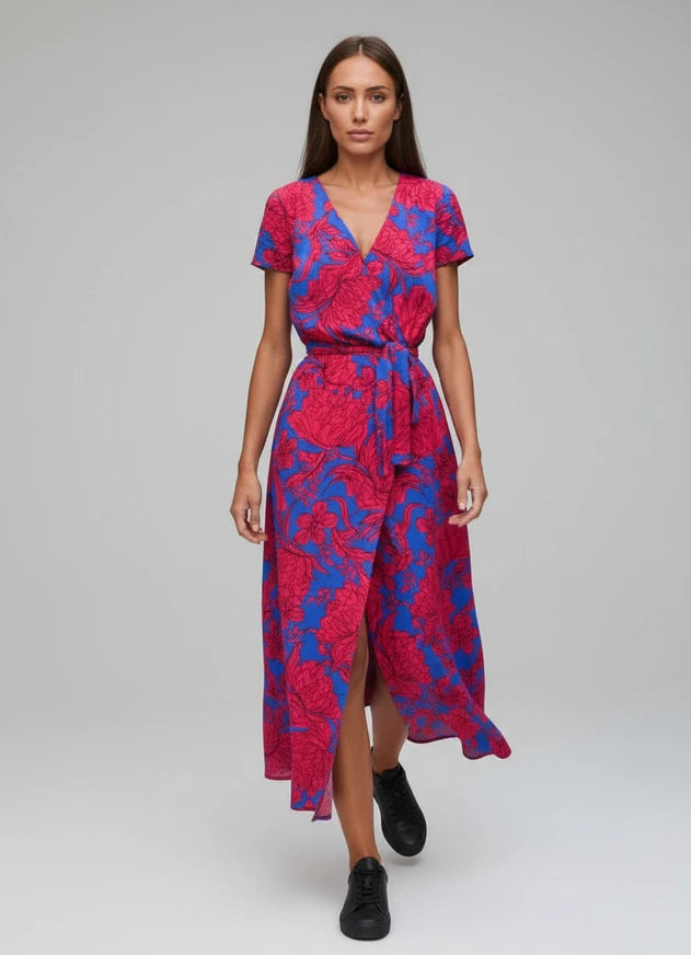 Floral Wrap Midi Dress for Women