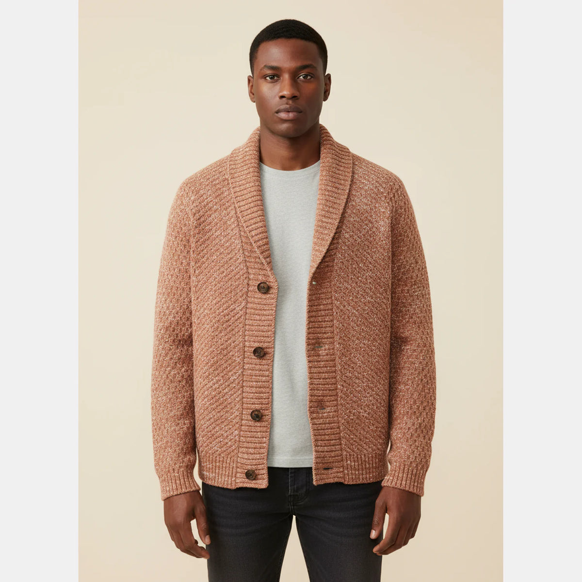 Shawl Collar Knit Sweater for Men