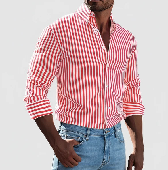 Striped Button-Up Shirt for Men