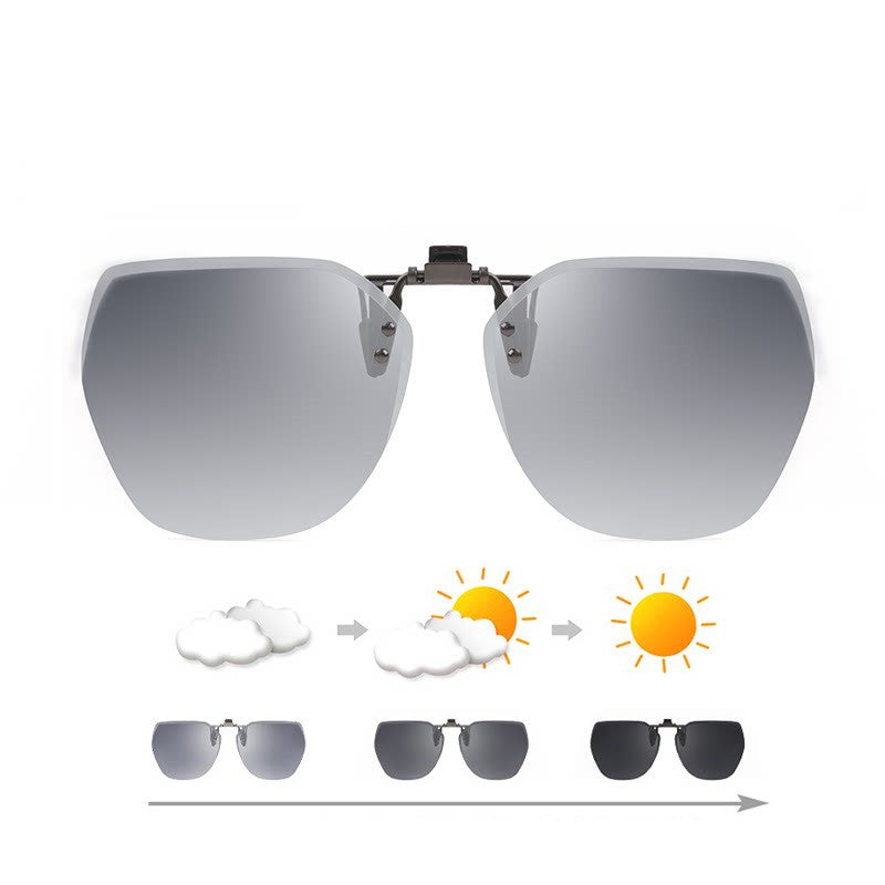 Bel Hills | Clip-on Rimless Polarized Sunglasses, with Anti-glare and Flip-Up Design, for Outdoor/Driving