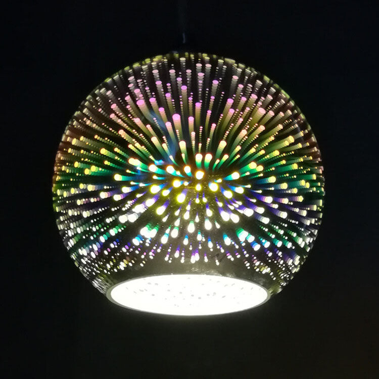 Bel Hills | Modern Creative 3D Colorful Firework Glass 1-Light Dome Pendant Lamp