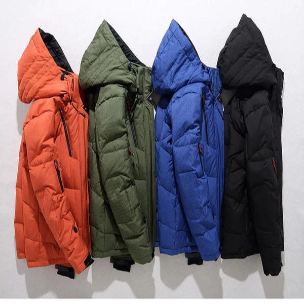 Insulated Duck Down Winter Zip Jacket with Removable Hood