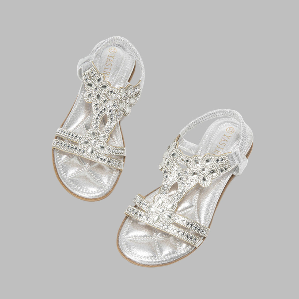 Image of Jordan | Women's Rhinestone Embellished Flat Sandals