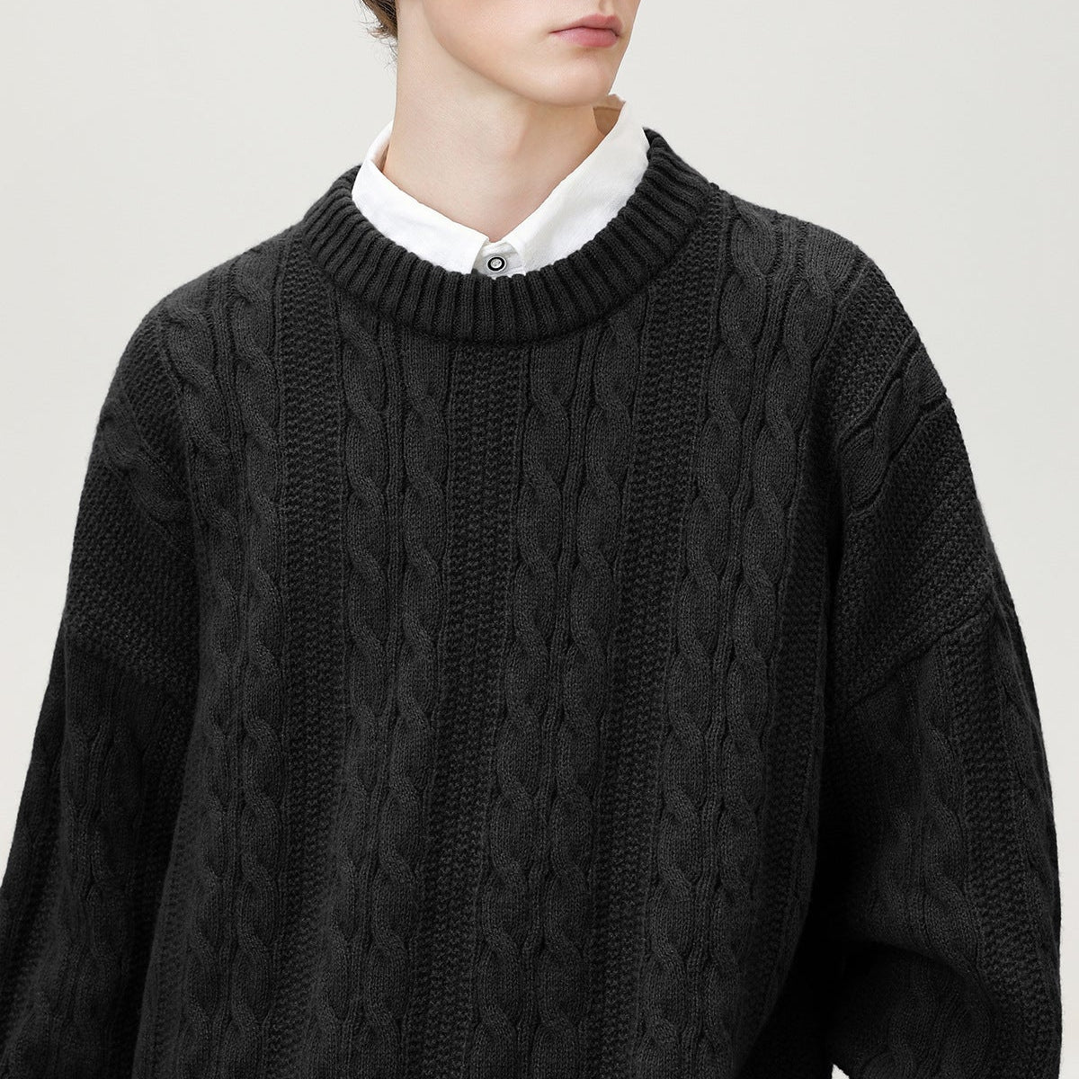 Image of Marc | Men's Cable Knit Crew Neck Sweater
