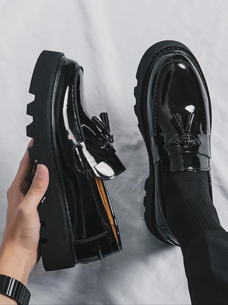 Men's High-Shine Tassel Loafers with Chunky Sole