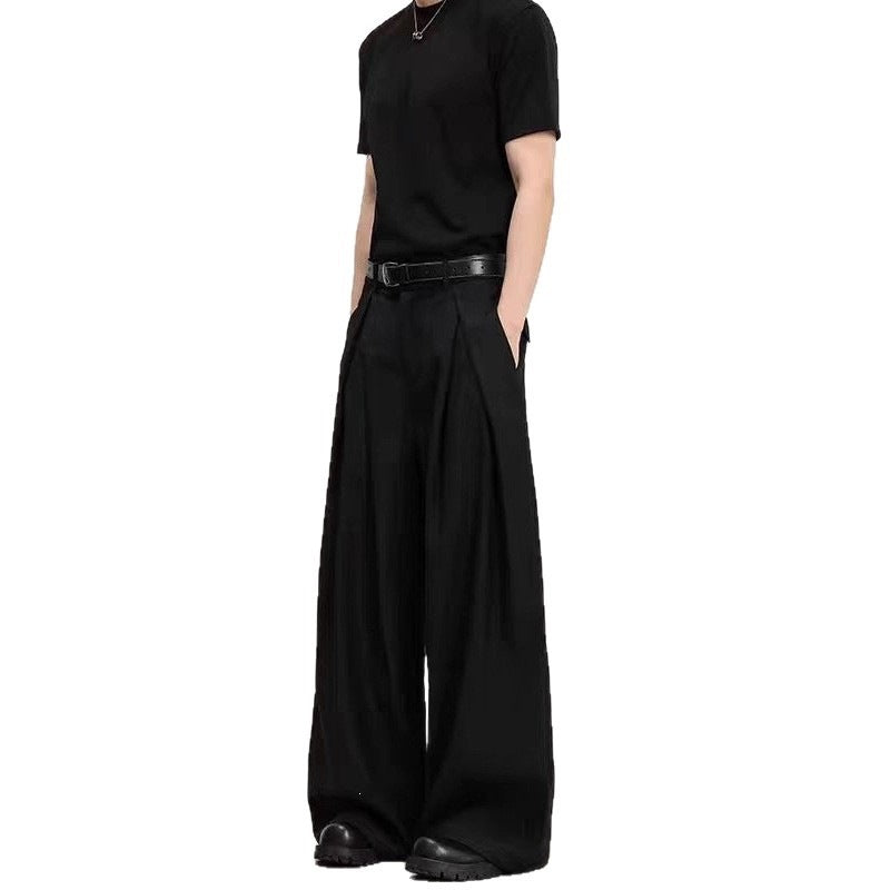 Men's Wide-Leg Harem Pants with Pockets