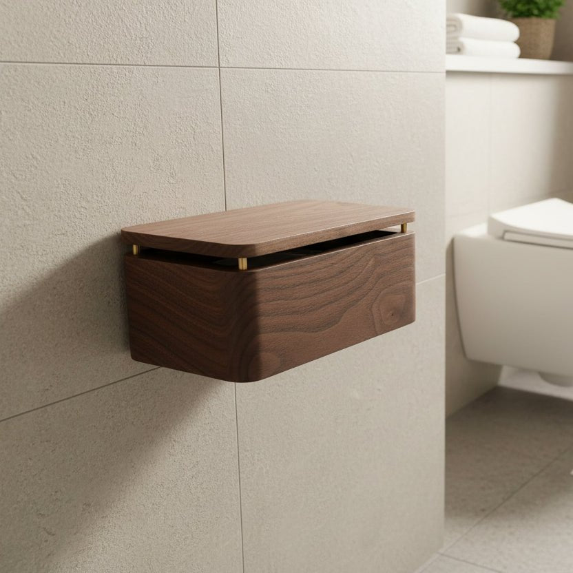 Minimalist Wood Toilet Paper Holder with Slim Profile and Natural Finish