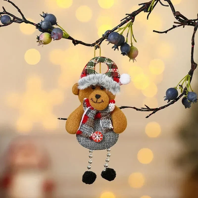 Plush Christmas Ornaments with Dangling Legs and Holiday Character Designs