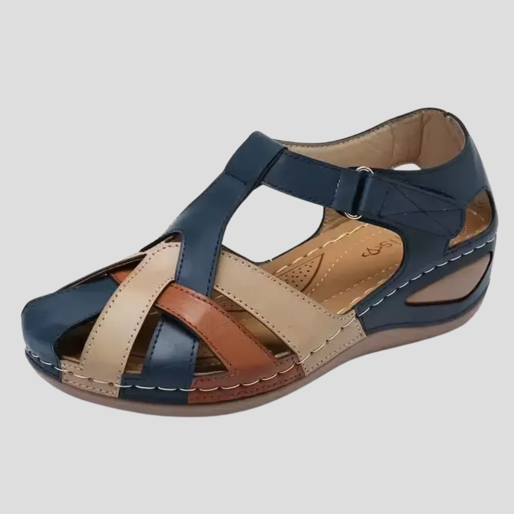 Image of Scarlett | Women's Multi-Strap Closed Toe Wedge Sandals
