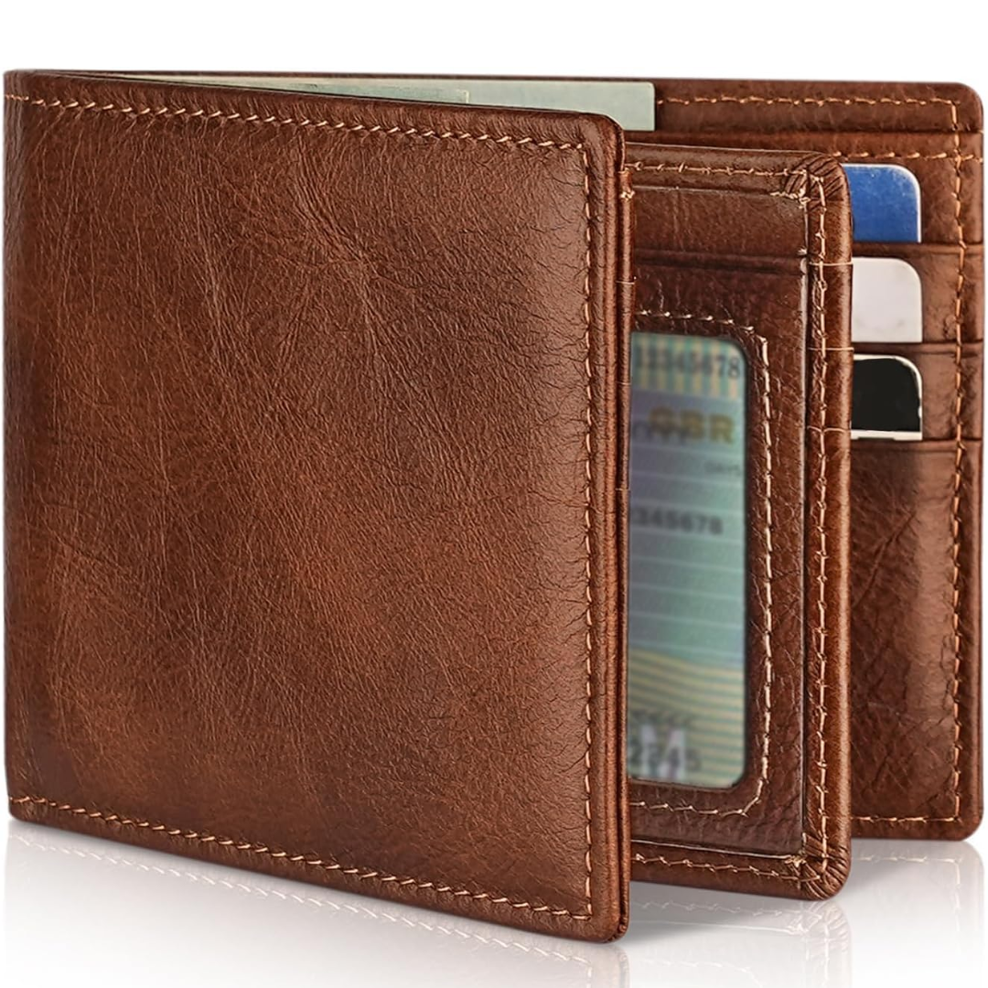 StitchCraft Men’s Bifold Genuine Leather RFID Wallet – Slim, Secure & Stylish