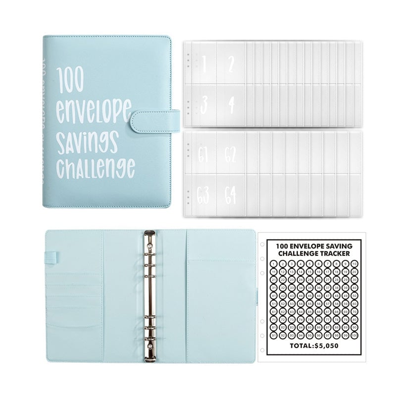 100-Envelope Cash Savings Binder - PU Leather Budget Organizer