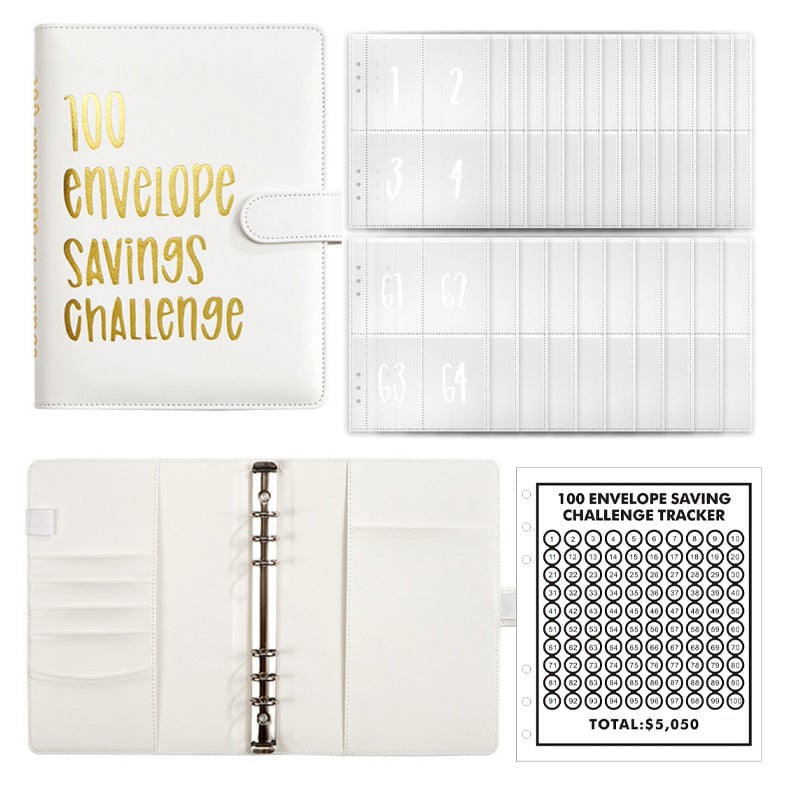 100-Envelope Cash Savings Binder - PU Leather Budget Organizer