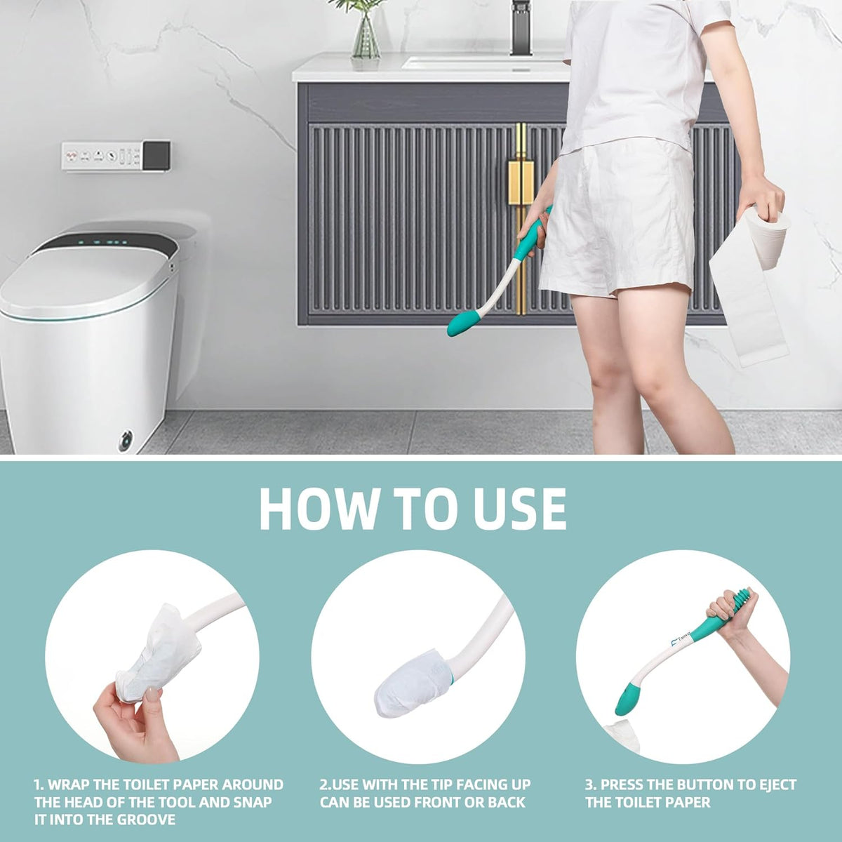 2-Pack Long-Reach Toilet Aid for Personal Hygiene and Independence
