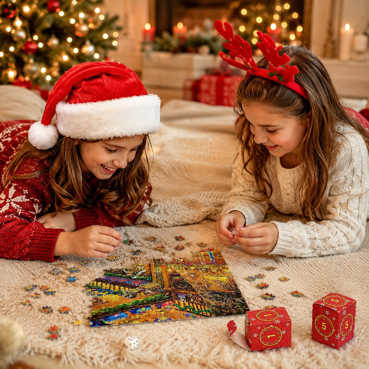 2026 Puzzle Advent Calendar with 24 Daily Compartments, 42 Pieces Each - Festive Christmas Picture