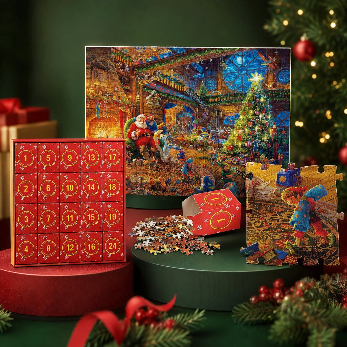 2026 Puzzle Advent Calendar with 24 Daily Compartments, 42 Pieces Each - Festive Christmas Picture