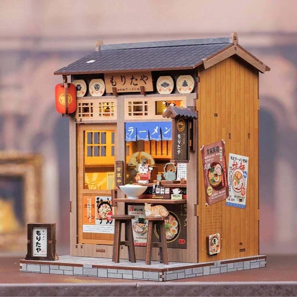 240-Piece DIY Ramen Restaurant Book Nook Kit with LED Light