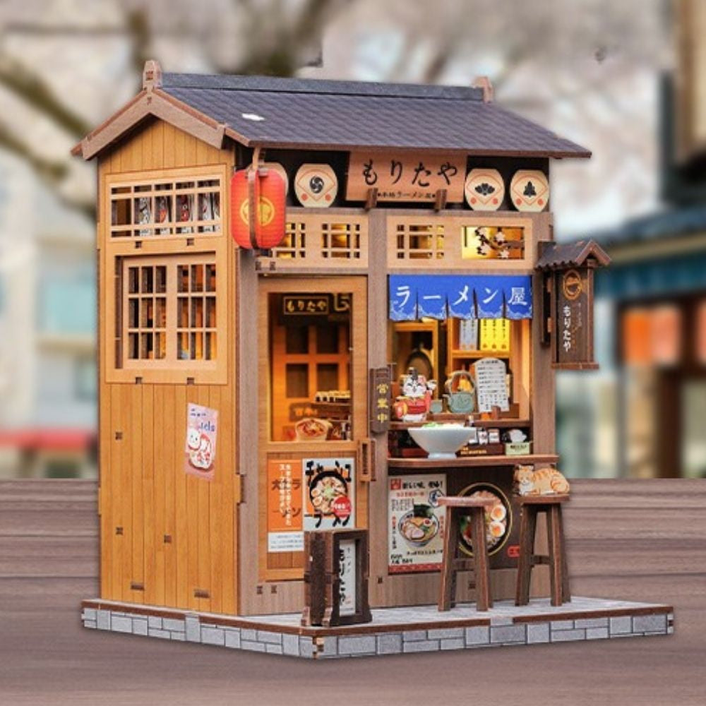 240-Piece DIY Ramen Restaurant Book Nook Kit with LED Light