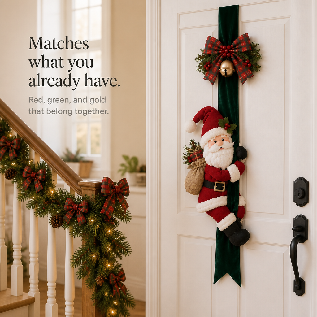 3D Santa and Reindeer Christmas Door Hanging