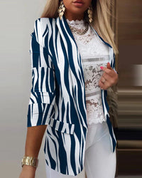 Ariel | Women's 3/4 Sleeve Open Front Printed Blazer