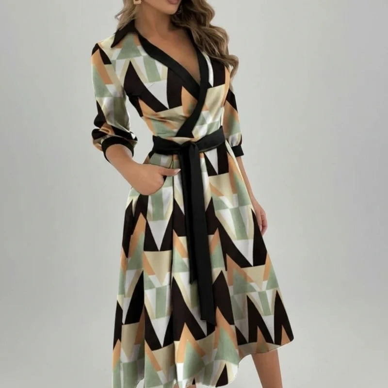 Women's Belted A-Line Midi Dress