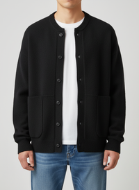 Button-Down Crew Neck Sweater for Men