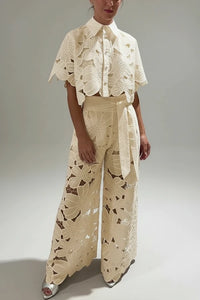 Cutout Wide Leg Pants Set for Women