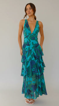 Floral V-Neck Sundress Maxi Dress for Women