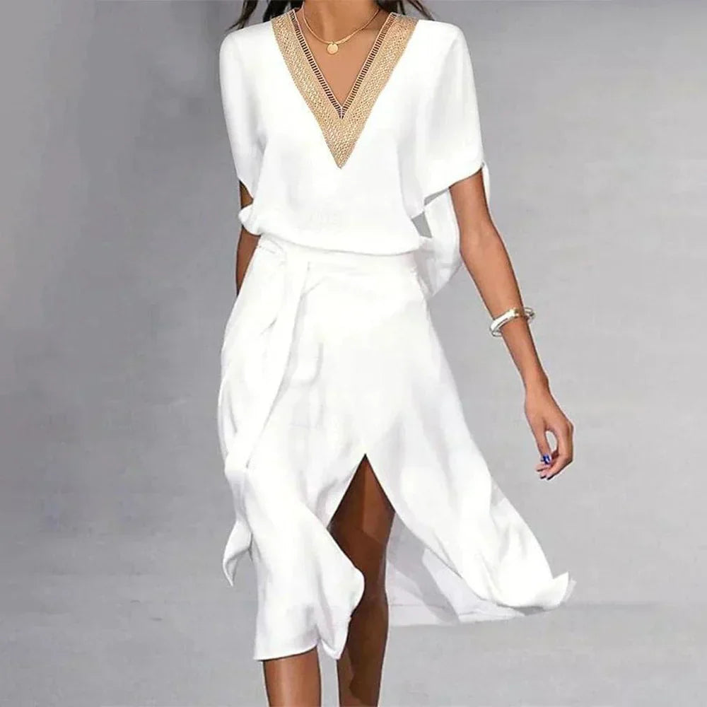 V-Neck Wrap Midi Dress for Women - Image 1