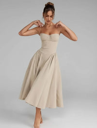 Spaghetti Strap A-Line Midi Dress for Women