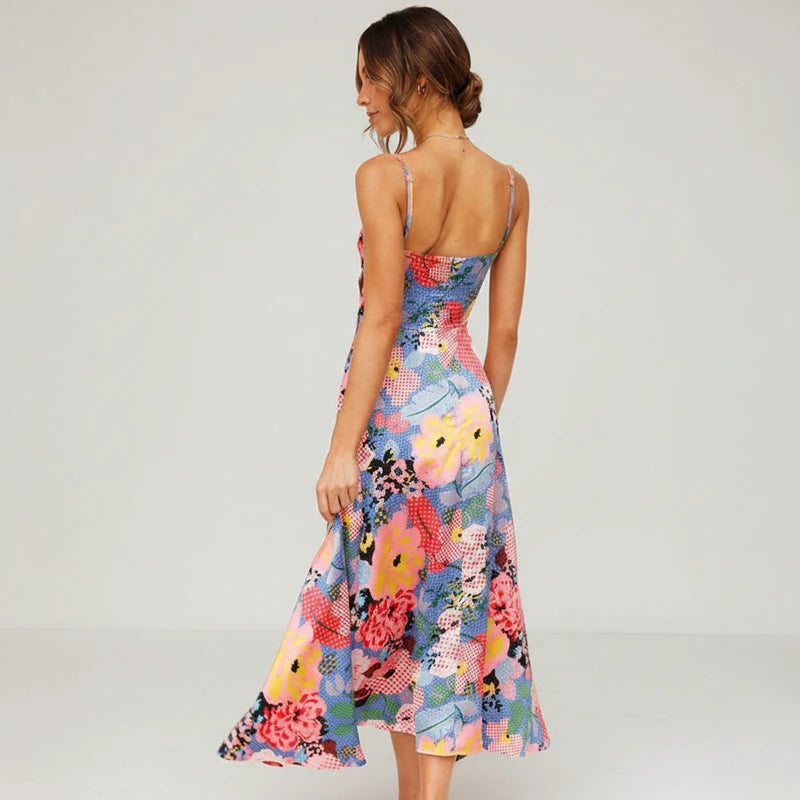Spaghetti Strap Summer Midi Dress for Women