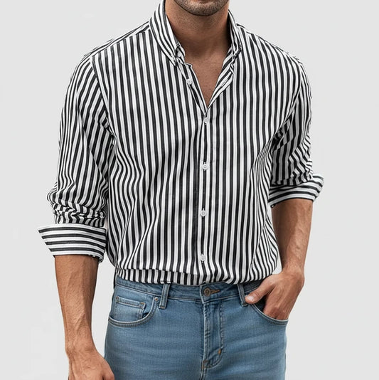 Striped Button-Up Shirt for Men