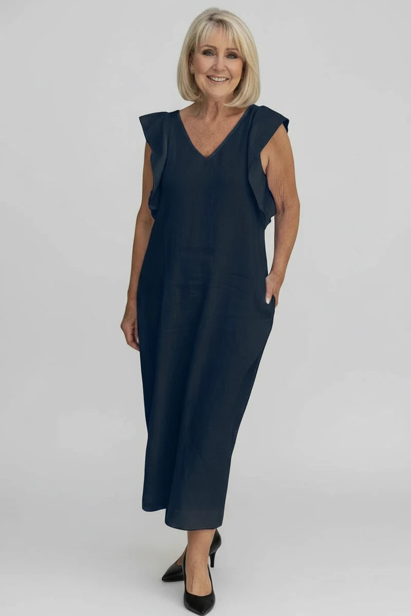 V-Neck Sleeveless Midi Dress for Women