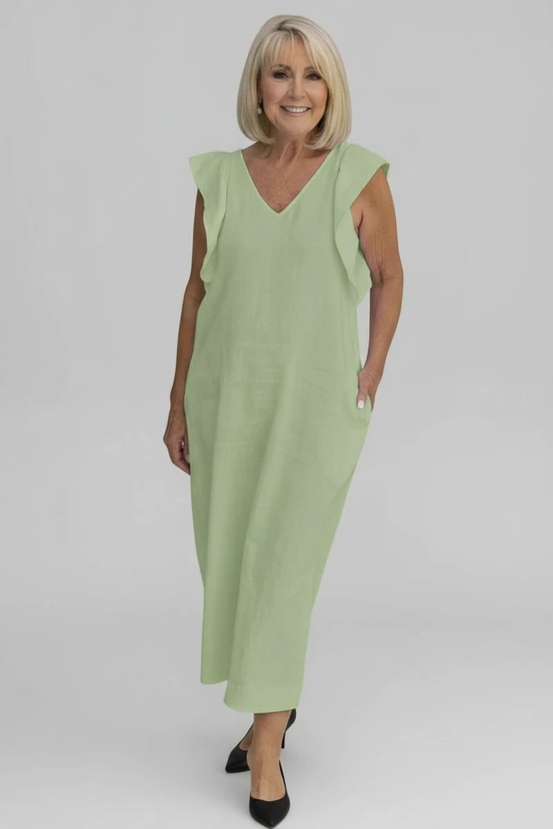 V-Neck Sleeveless Midi Dress for Women