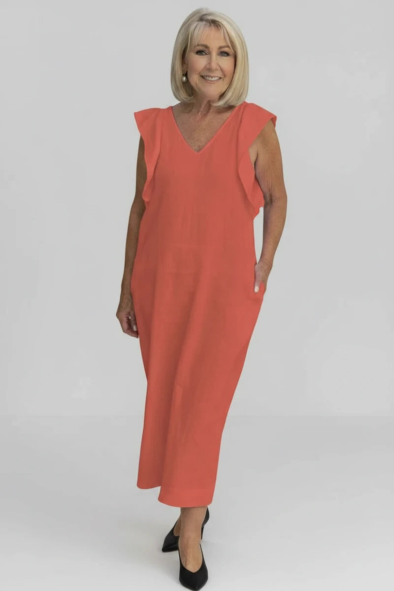 V-Neck Sleeveless Midi Dress for Women