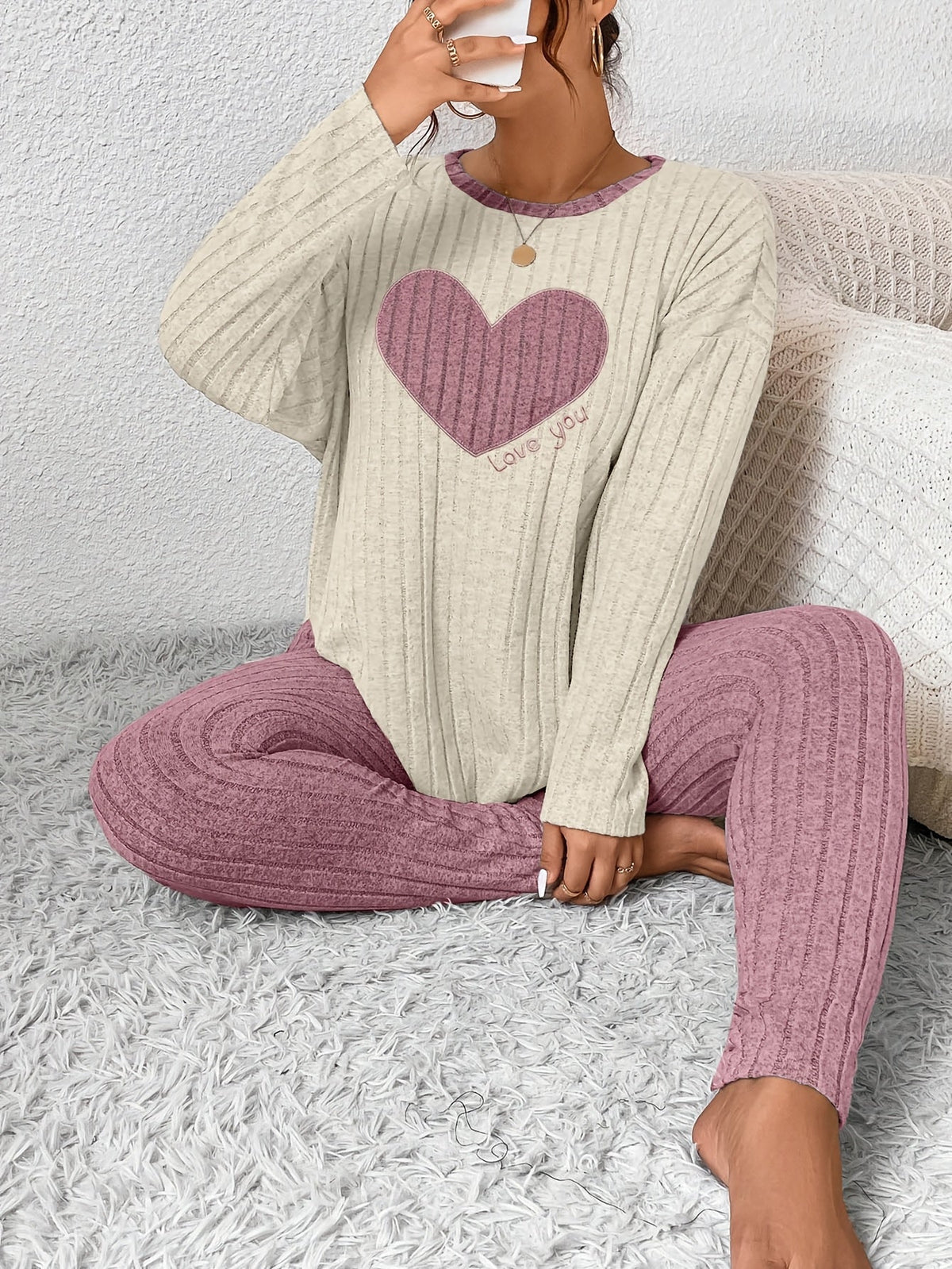 Image of Alana | Women's Long Sleeve Ribbed Two-Piece Set