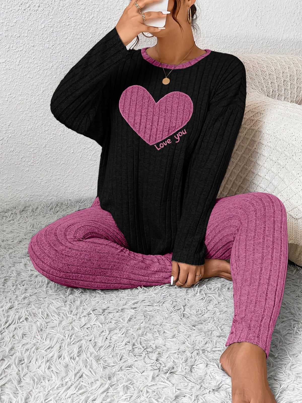 Image of Alana | Women's Long Sleeve Ribbed Two-Piece Set