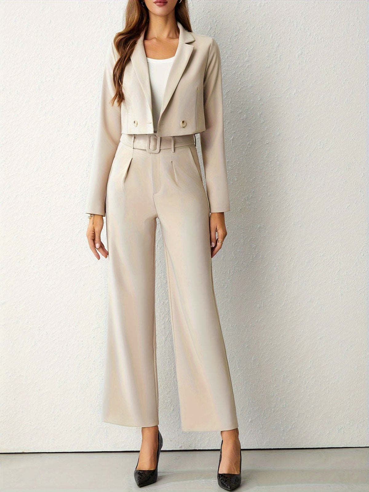 Image of Allison | Women's Cropped Two-Piece Suit Set