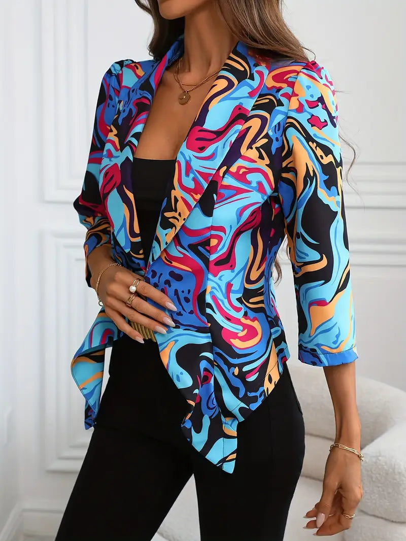 Image of Alyssa | Women's Printed Open Front Blazer