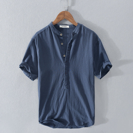 Image of Amos | Men's Band Collar Button-Down Shirt