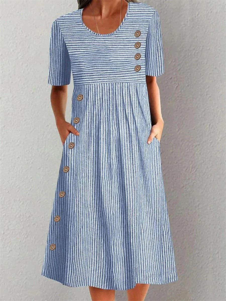 Image of Anne | Women's Button-Down A-Line Midi Dress
