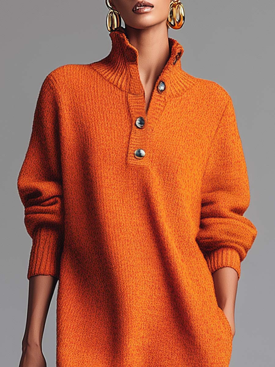 Image of Anne | Women's High Neck Sweater Midi Dress