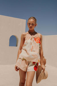 April | Women's Spaghetti Strap Floral Print Top
