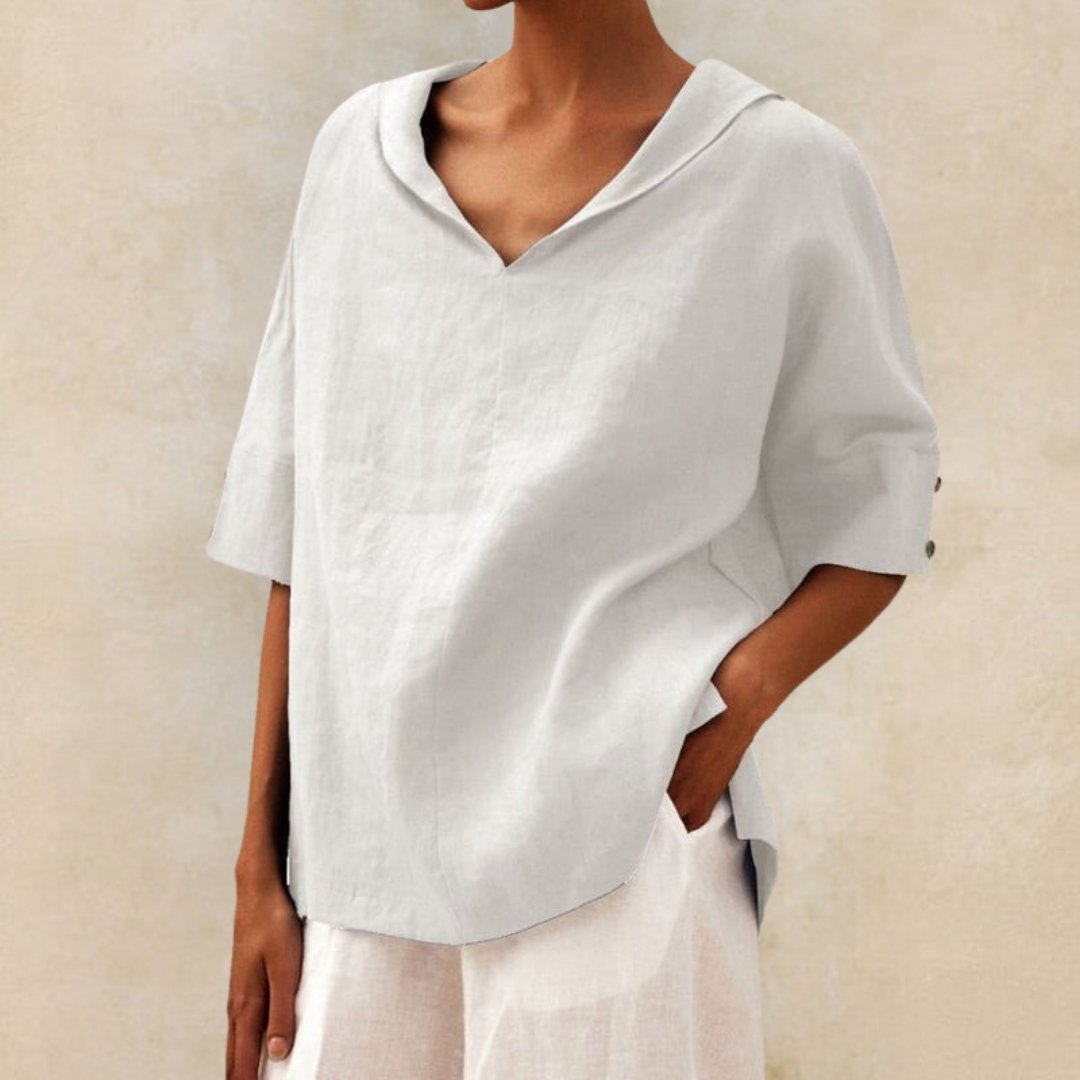 Image of Bella | Women's V-Neck Relaxed Fit Blouse