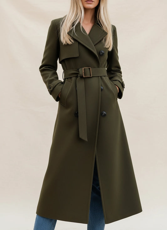 Belted Long Trench Coat for Women