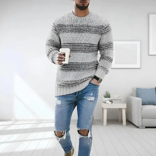 Image of Ben | Men's Striped Crew Neck Sweater