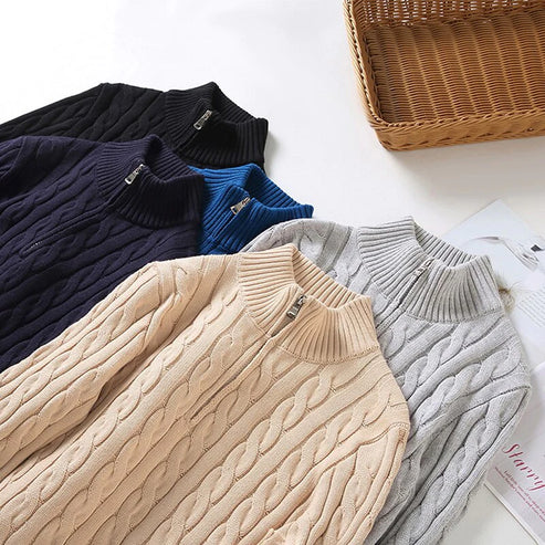 Image of Brad | Men's Quarter-Zip Cable Knit Sweater