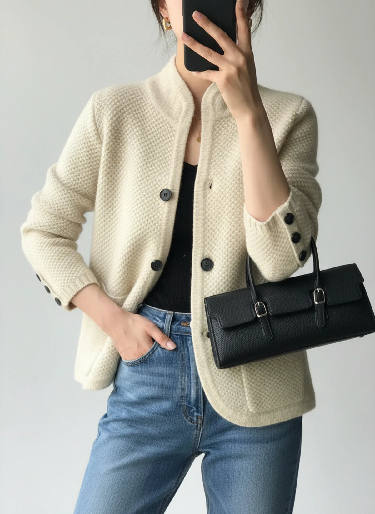 Button-Front Cardigan Jacket for Women