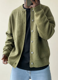 Button Front Sweater Jacket for Men