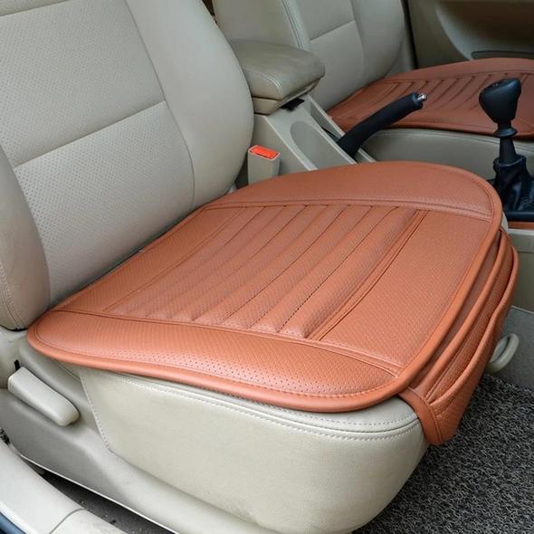 Car Seat Cushion with Leather Cover and Bamboo Charcoal for Front or Rear Seat