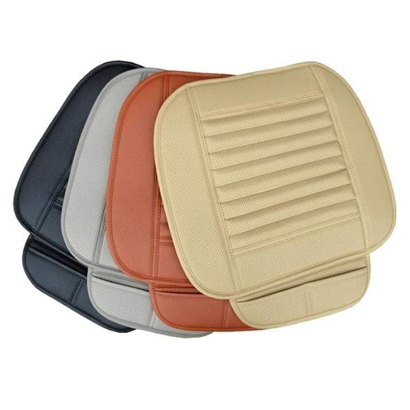 Car Seat Cushion with Leather Cover and Bamboo Charcoal for Front or Rear Seat